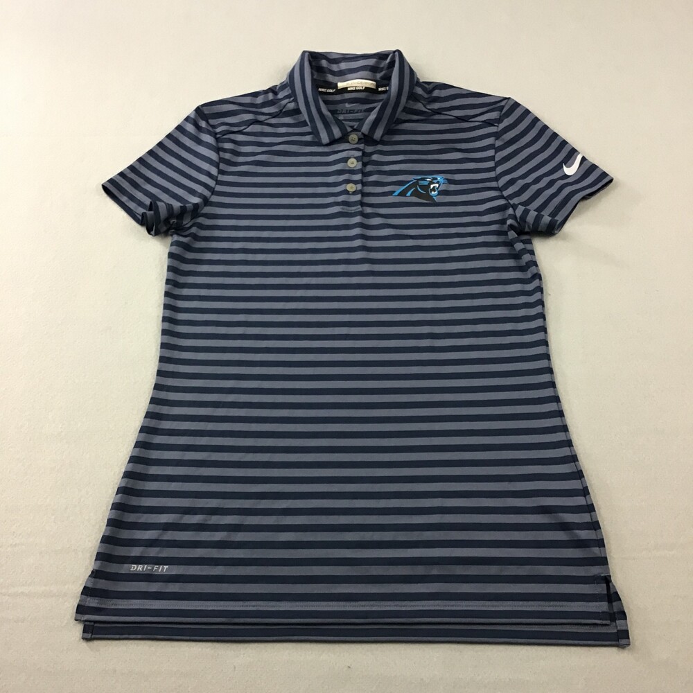 Carolina Panthers Polo Shirt Women S Blue Nike NFL Dri Fit Striped Team Issued S
